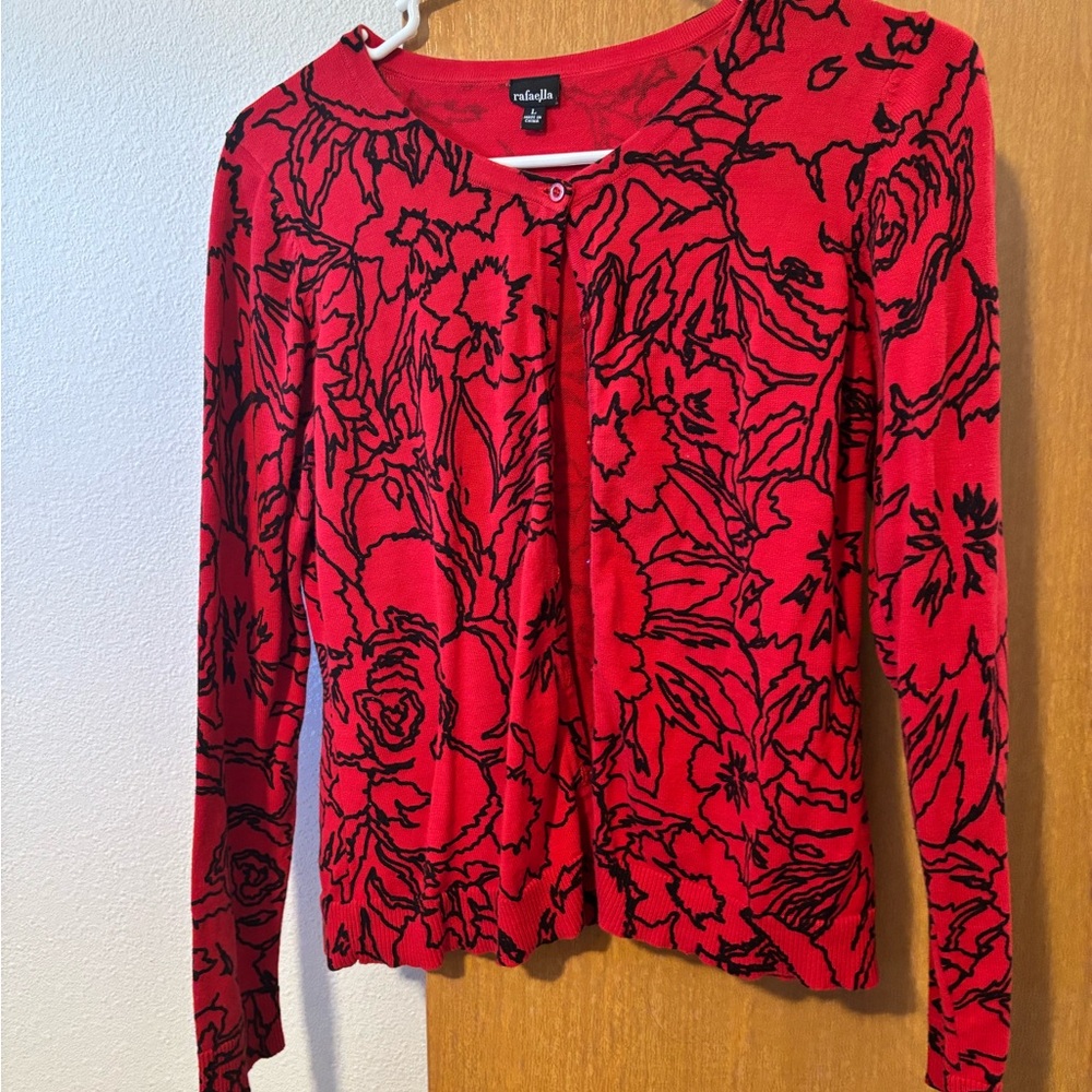 Red Floral Long Sleeve Top